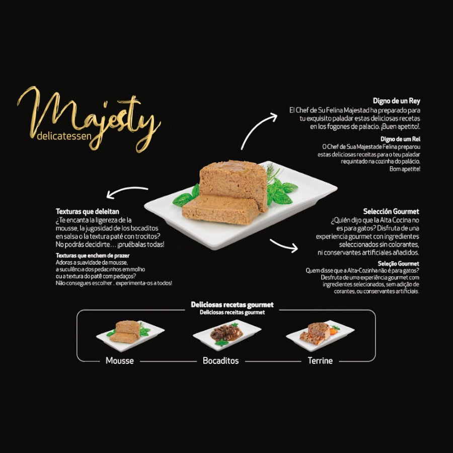 12 latas x 85 g Majesty Adult Mousse Mix lata para gatos, , large indicador imagen numero 4
